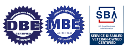 Certified Disadvantaged Business Enterprise, Minority Business Enterprise, and SBA Service-Disabled Veteran-Owned certifications